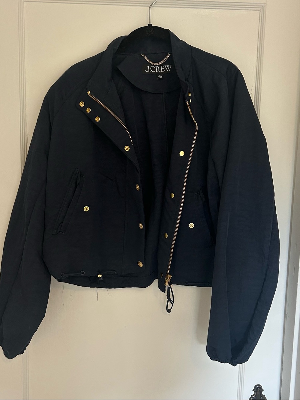 J. Crew Women's Navy Cropped Windbreaker